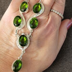 Elegant Green Gemstone Silver Necklace